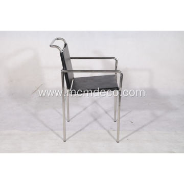 Eillen gray dining chair in black leather